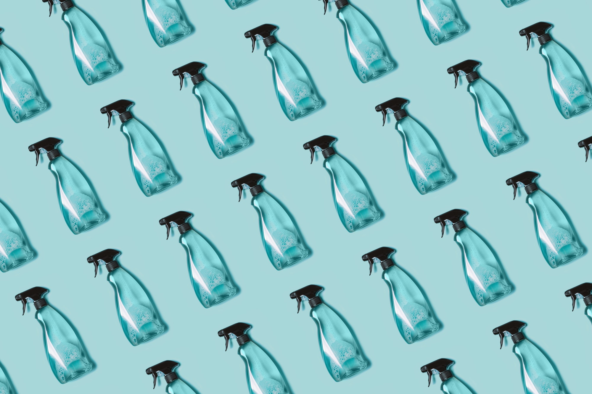 Pattern of transparent plastic bottle of cleaning product